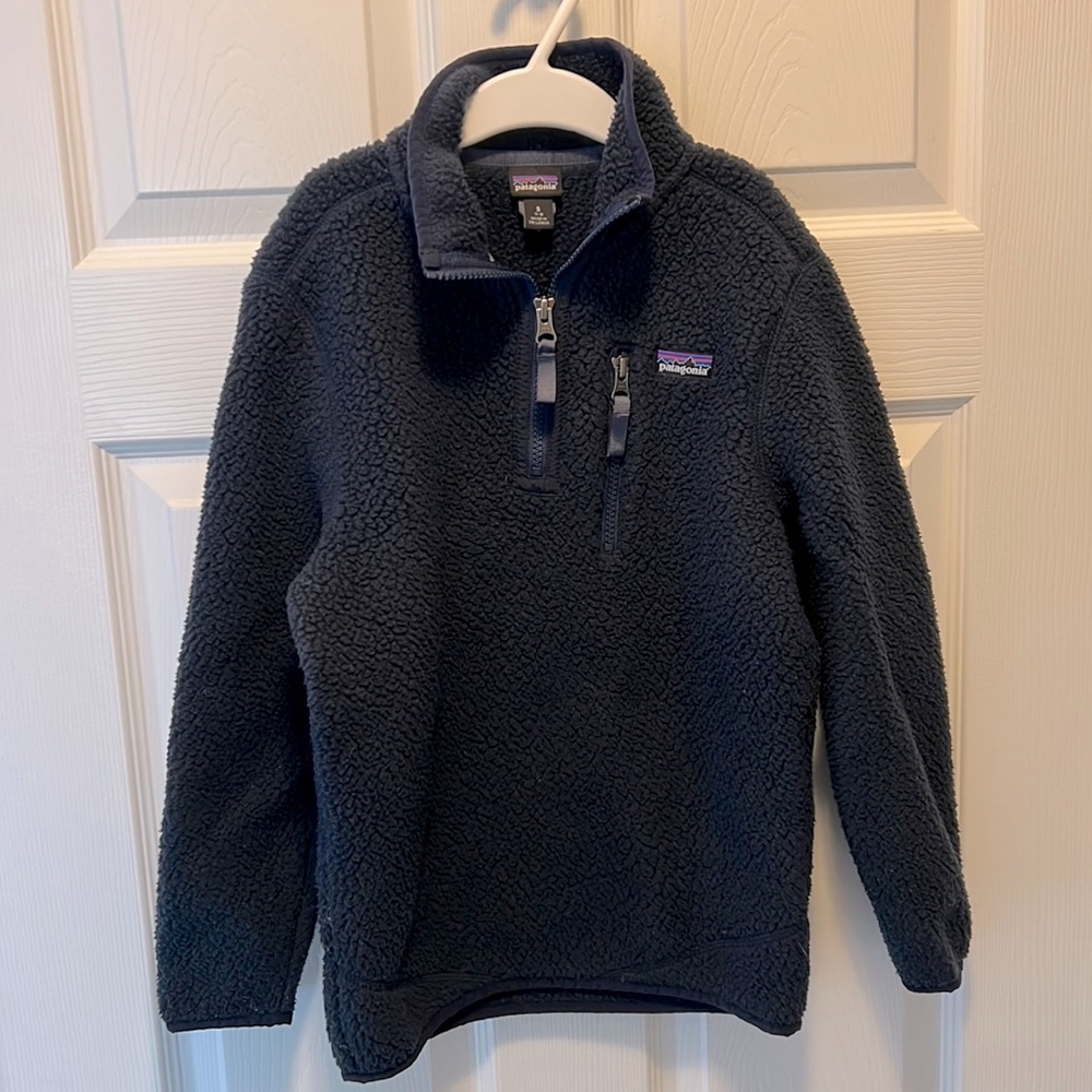Patagonia kids retro pile 1/4 zip fleece(dark blue)